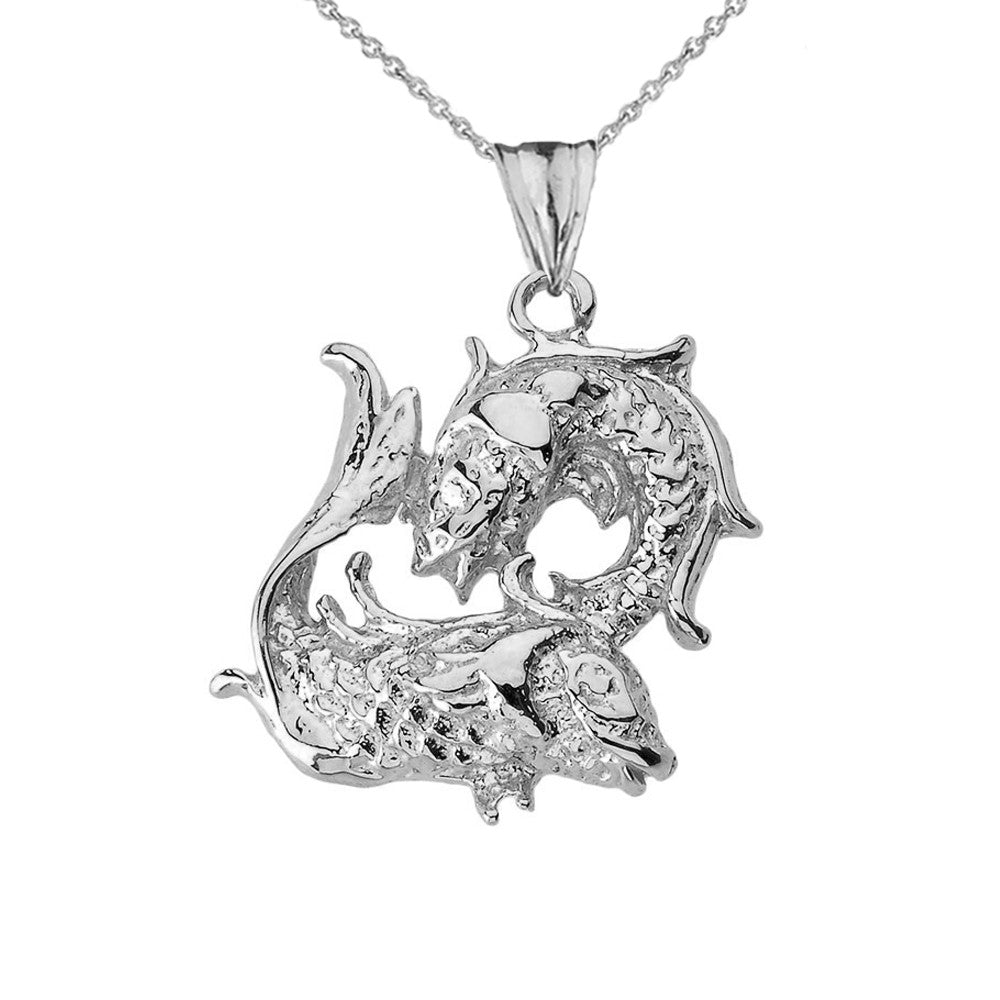 Solid Gold Pisces Pendant Necklace, view 3