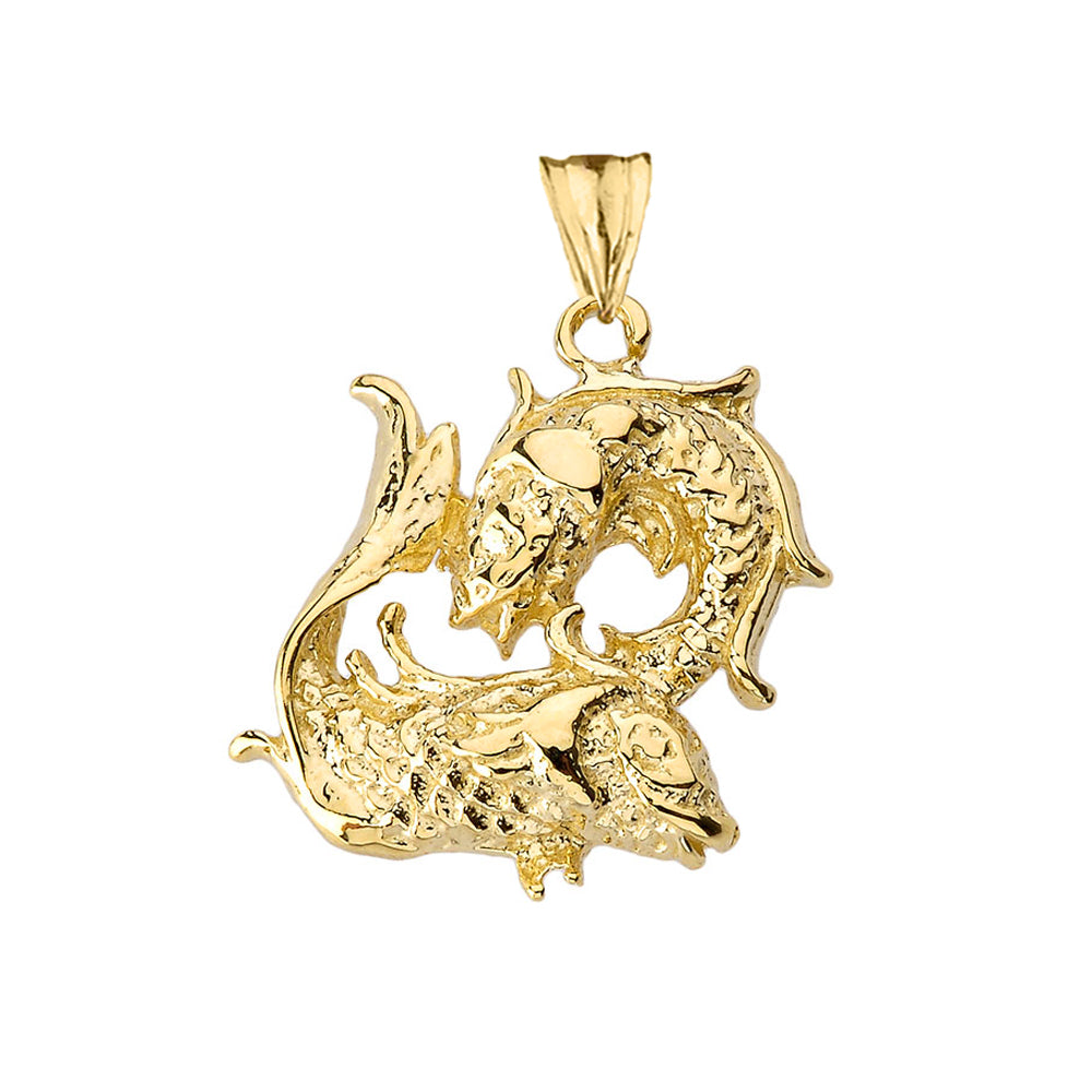 Solid Gold Pisces Pendant Necklace, view 4