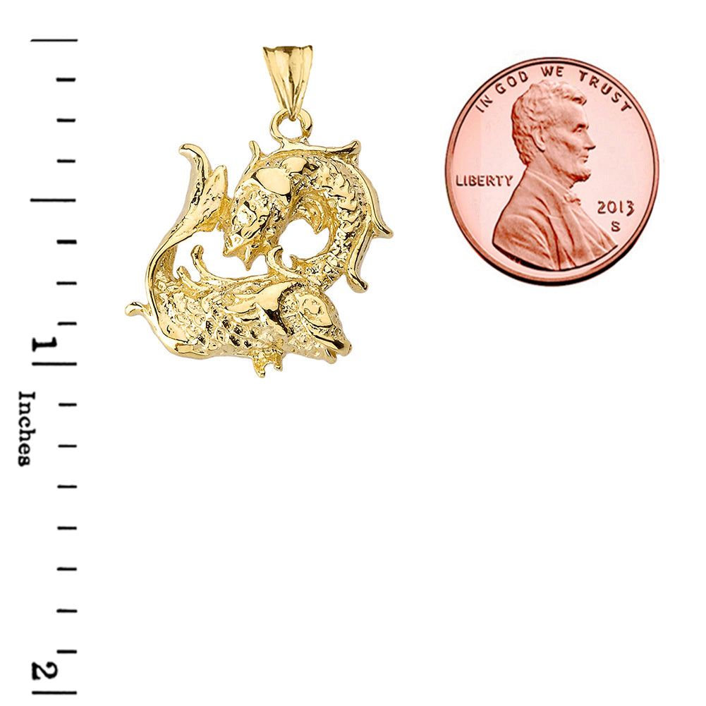 Solid Gold Pisces Pendant Necklace, view 5