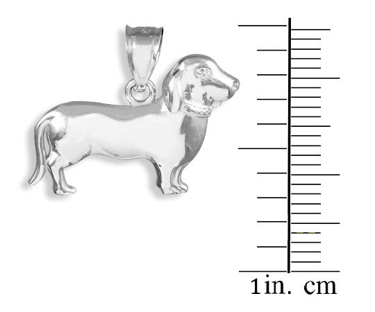 Solid Gold Polished Weiner Dog Dachshund Puppy Charm Pendant Necklace, view 5