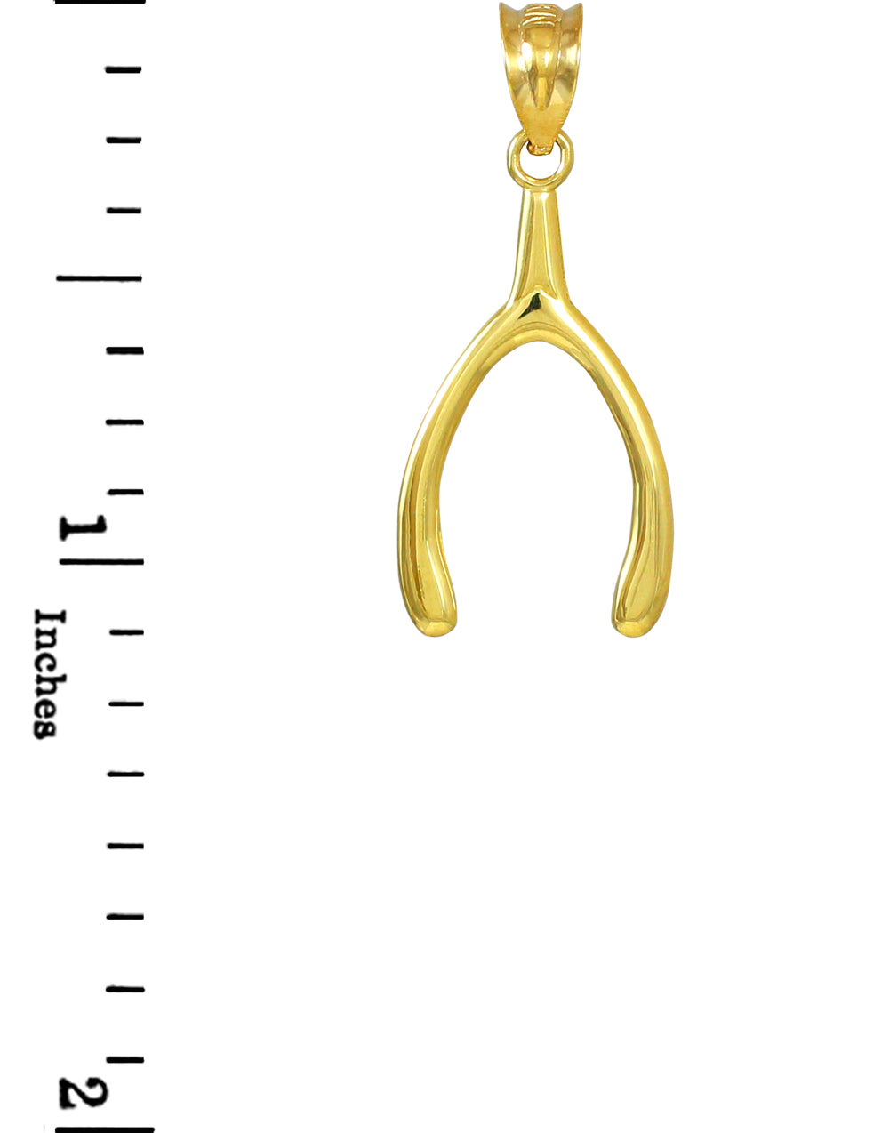 Solid Gold Polished Wishbone Pendant Necklace, view 3