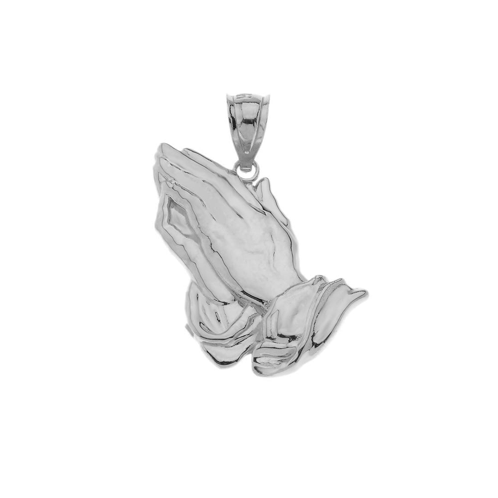 Solid Gold Praying hands Pendant Necklace, view 6