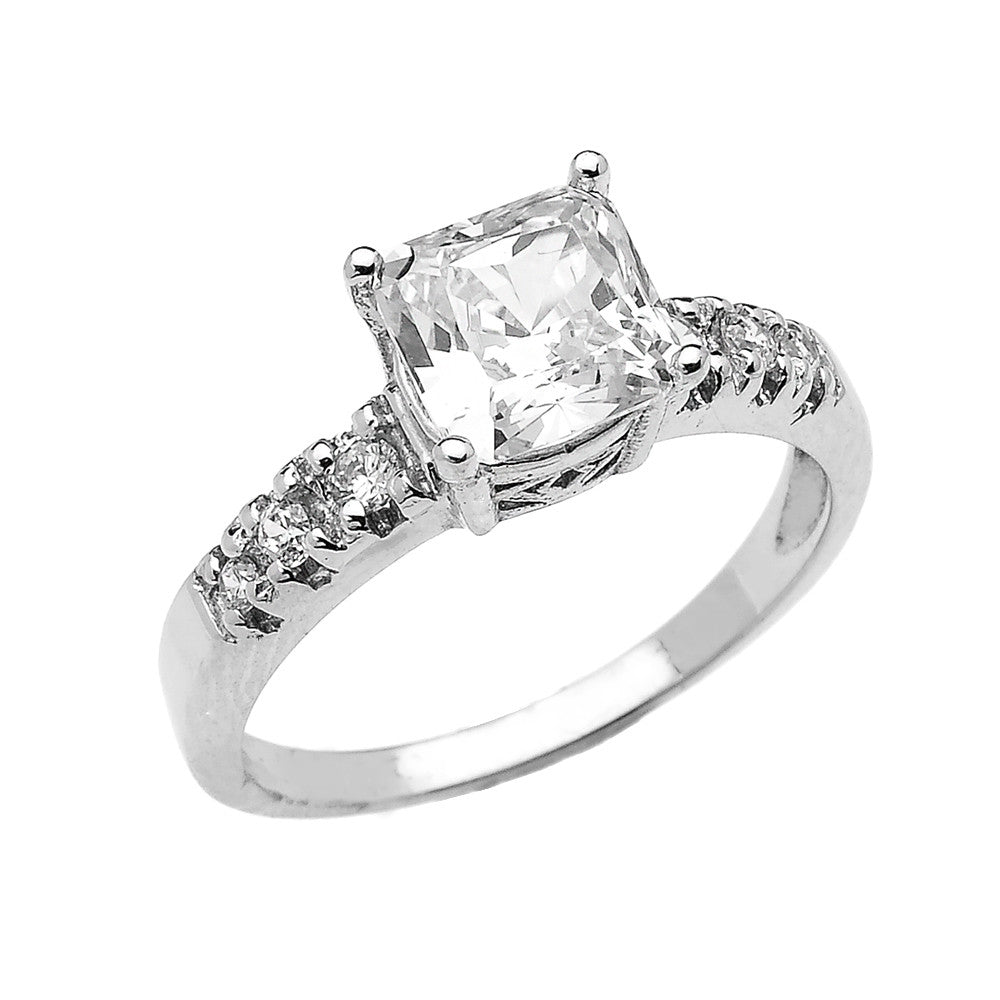 Solid Gold Princess Cut CZ Solitaire Engagement Ring, view 3