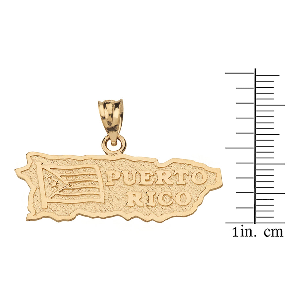 Solid Gold Puerto Rico Map Pendant Necklace, view 2