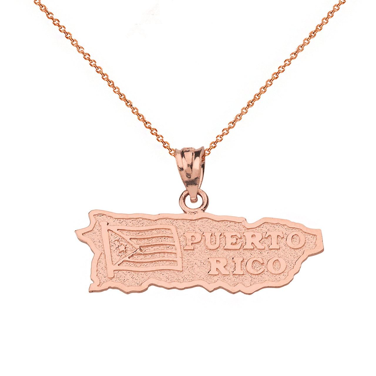 Solid Gold Puerto Rico Map Pendant Necklace, view 3
