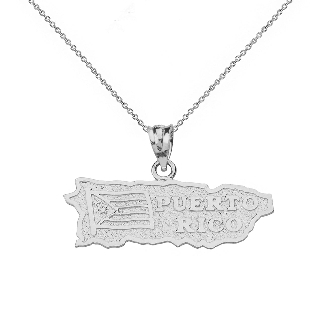 Solid Gold Puerto Rico Map Pendant Necklace, view 5
