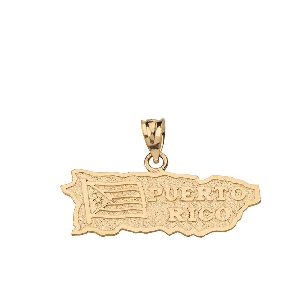 Solid Gold Puerto Rico Map Pendant Necklace, view 7