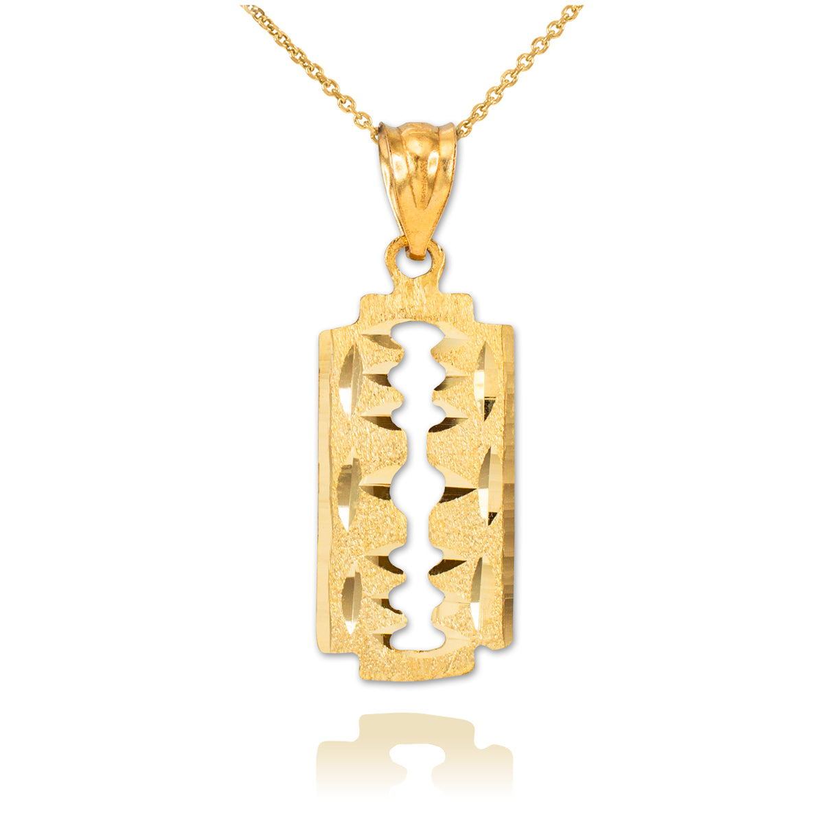 Solid Gold Razor Blade Pendant Necklace