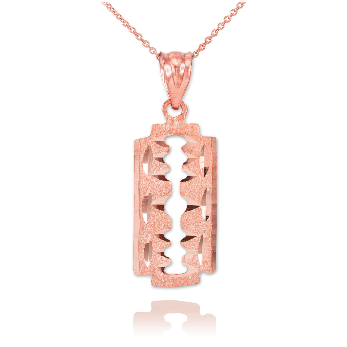 Solid Gold Razor Blade Pendant Necklace, view 2