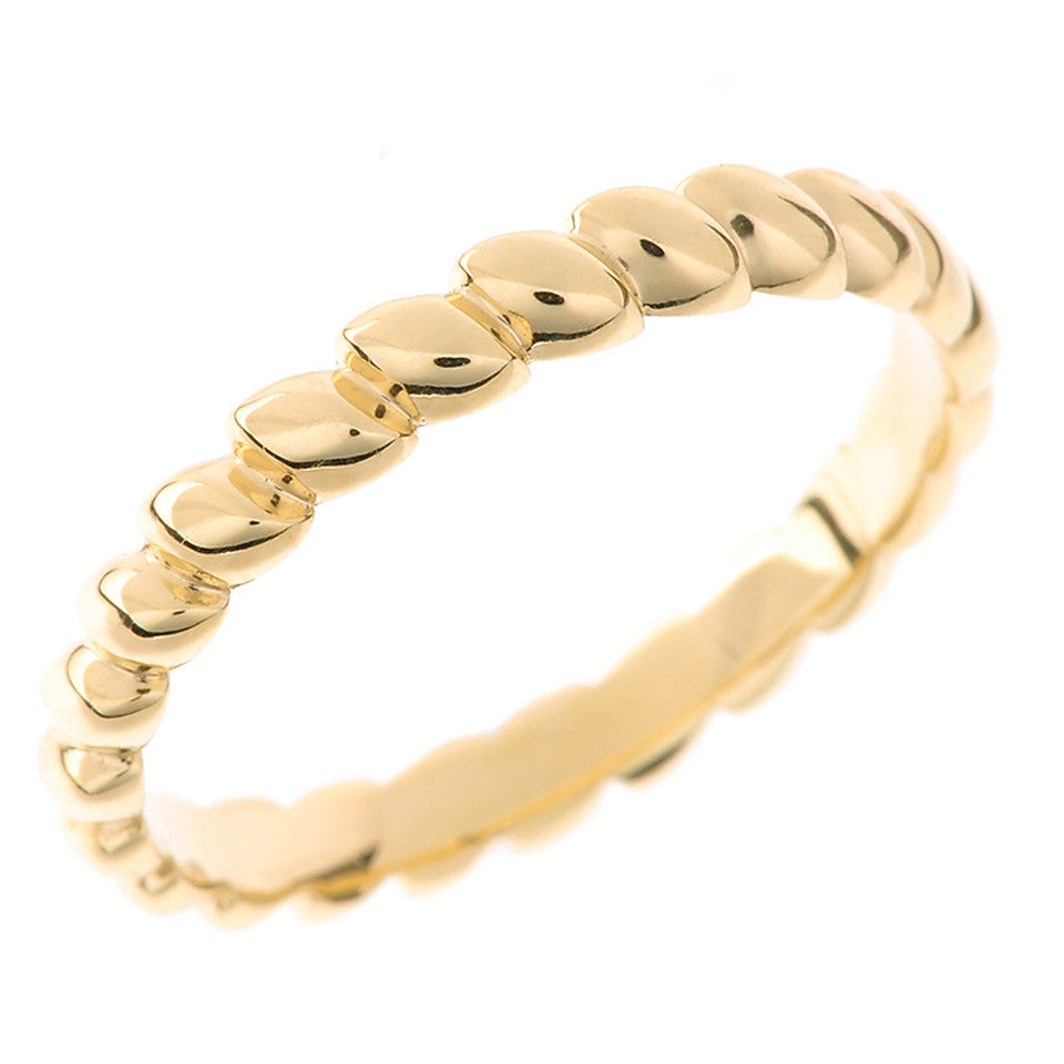 Solid Gold Rice Beaded Stackable Ring, view 4