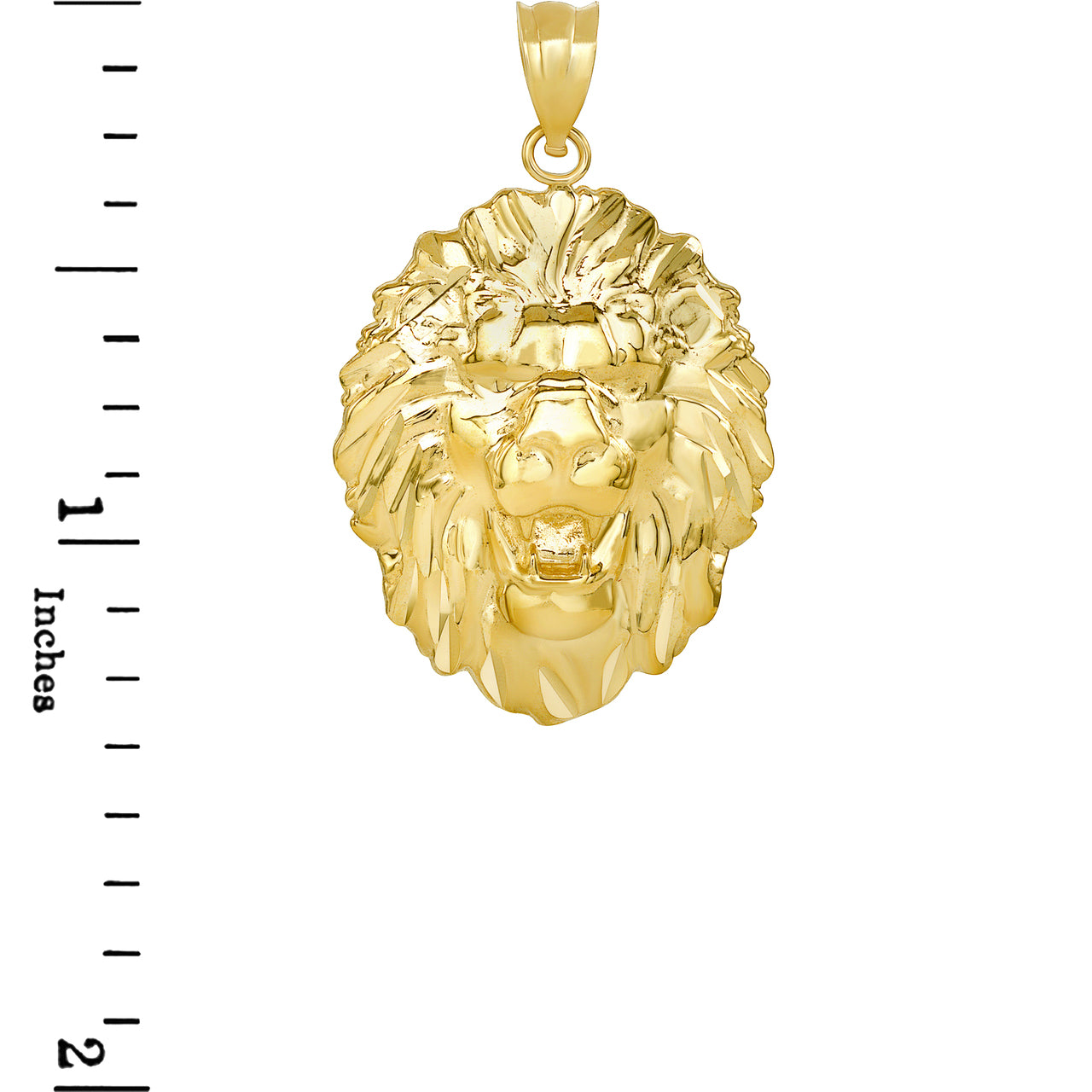 Solid Gold Roaring Lion King Head Pendant Necklace, view 3