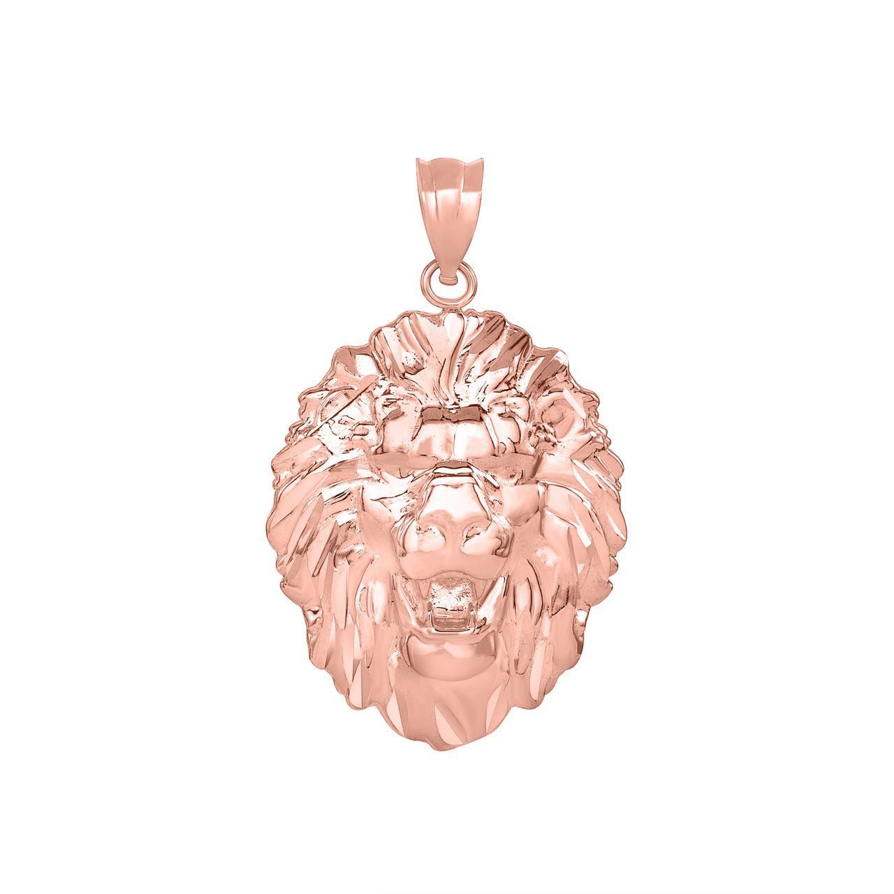 Solid Gold Roaring Lion King Head Pendant Necklace, view 5