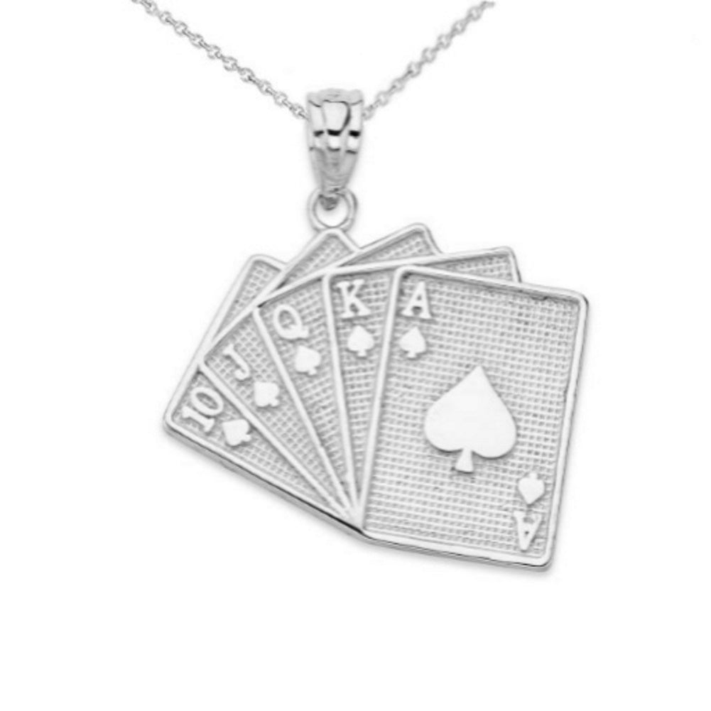 Solid Gold Royal Flush Card Pendant Necklace, view 4