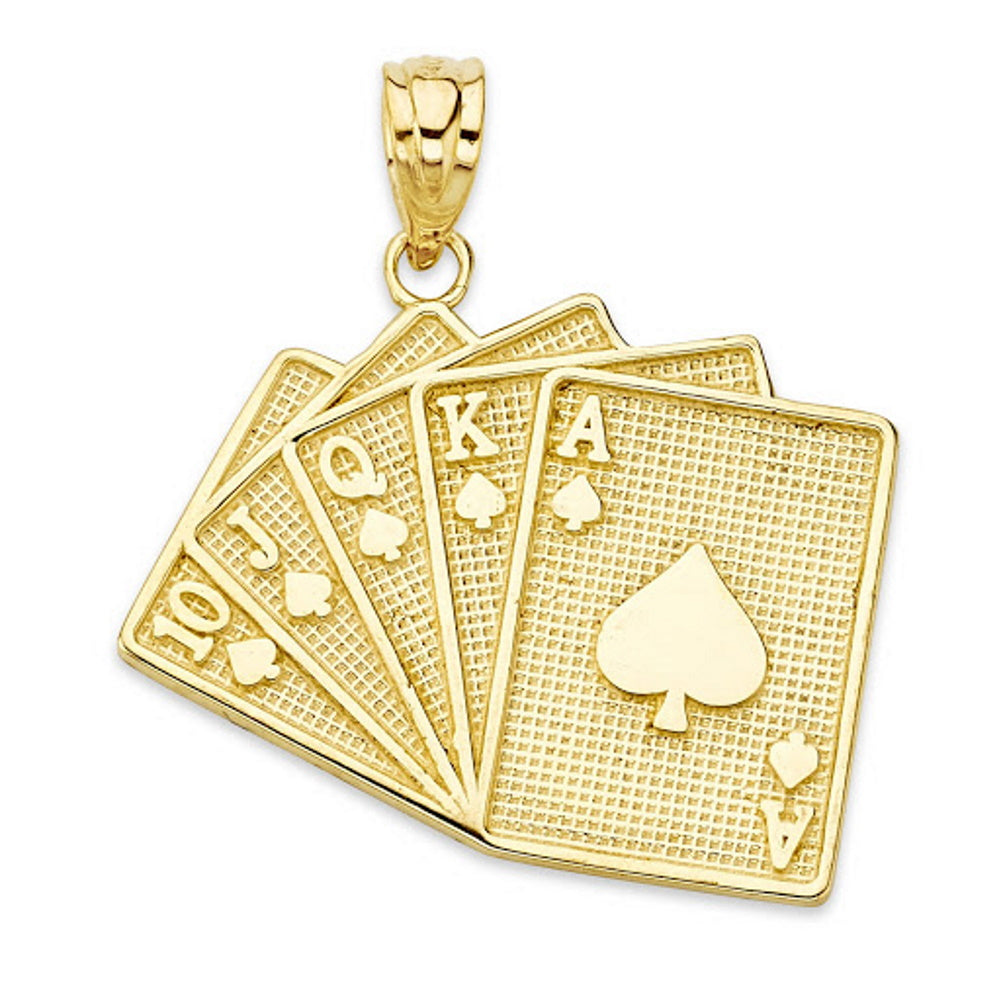 Solid Gold Royal Flush Card Pendant Necklace, view 5