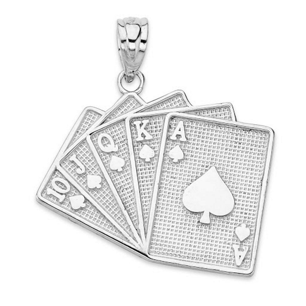 Solid Gold Royal Flush Card Pendant Necklace, view 7