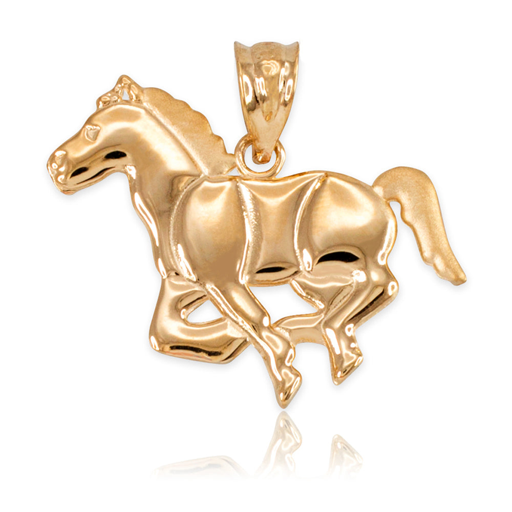 Solid Gold Running Horse Pendant Necklace, view 2