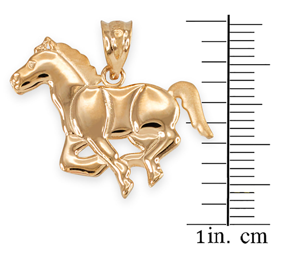 Solid Gold Running Horse Pendant Necklace, view 3