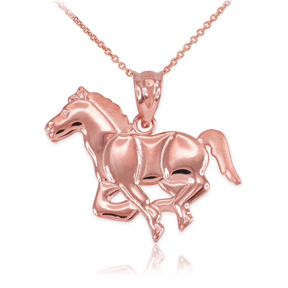 Solid Gold Running Horse Pendant Necklace, view 6