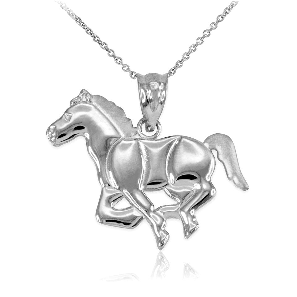 Solid Gold Running Horse Pendant Necklace, view 7