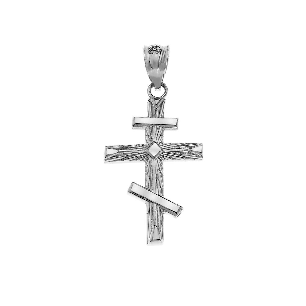 Solid Gold Russian Orthodox Cross Pendant Necklace, view 9