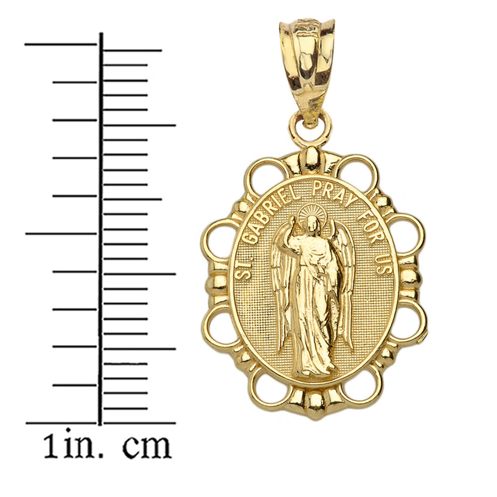 Solid Gold Saint Gabriel Pendant Necklace, view 3