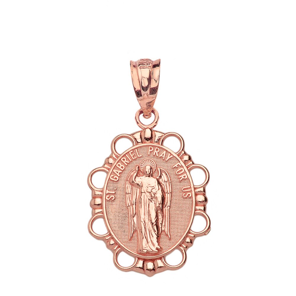 Solid Gold Saint Gabriel Pendant Necklace, view 5