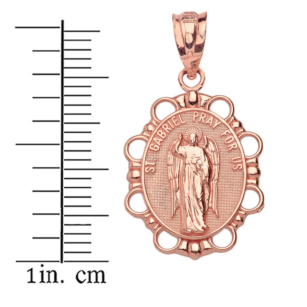 Solid Gold Saint Gabriel Pendant Necklace, view 6