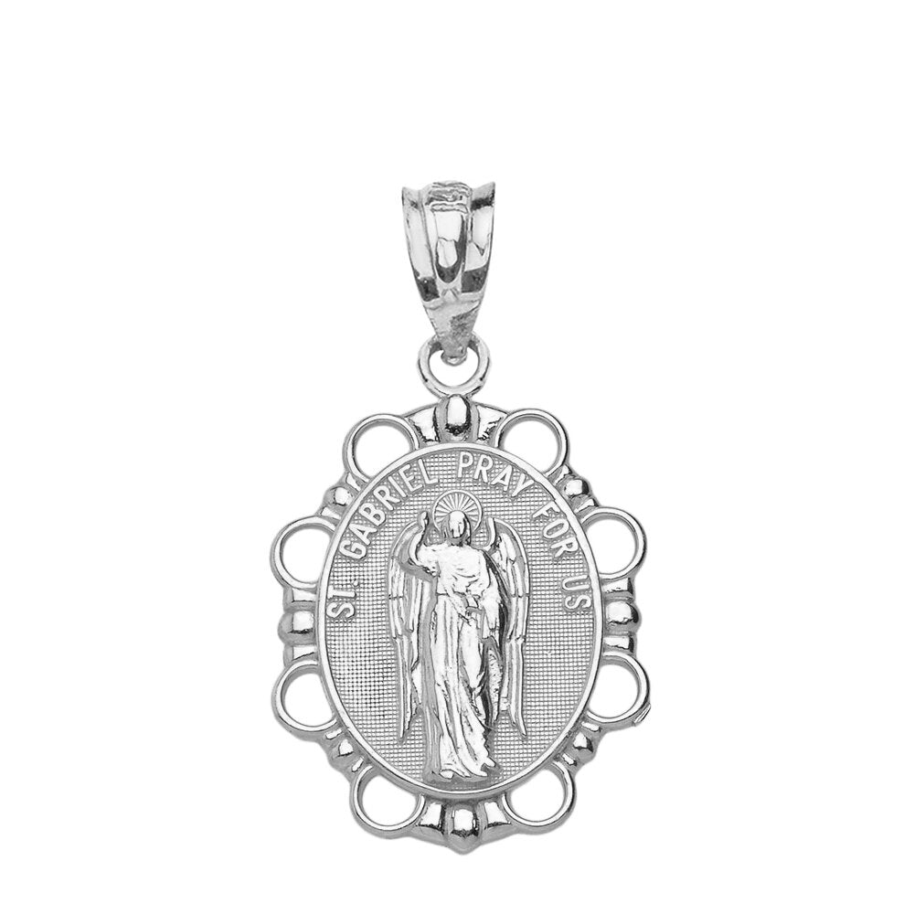 Solid Gold Saint Gabriel Pendant Necklace, view 8