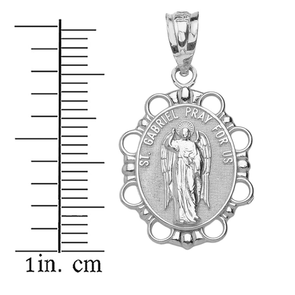 Solid Gold Saint Gabriel Pendant Necklace, view 9