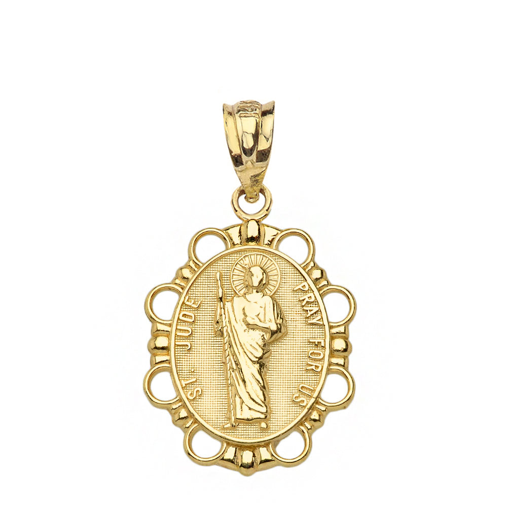 Solid Gold Saint Jude Pendant Necklace, view 2