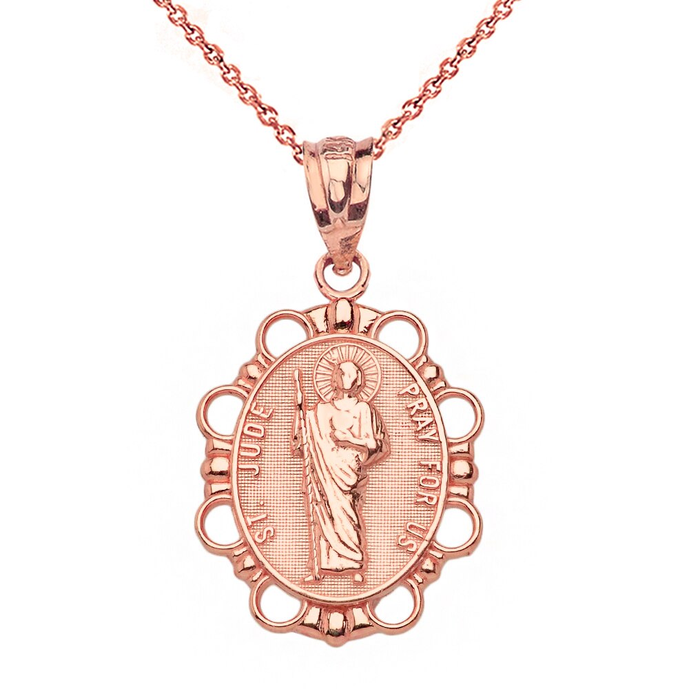 Solid Gold Saint Jude Pendant Necklace, view 4