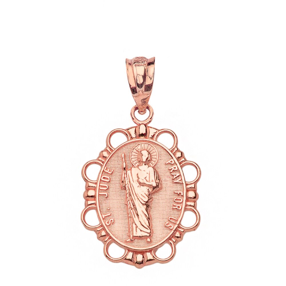 Solid Gold Saint Jude Pendant Necklace, view 5