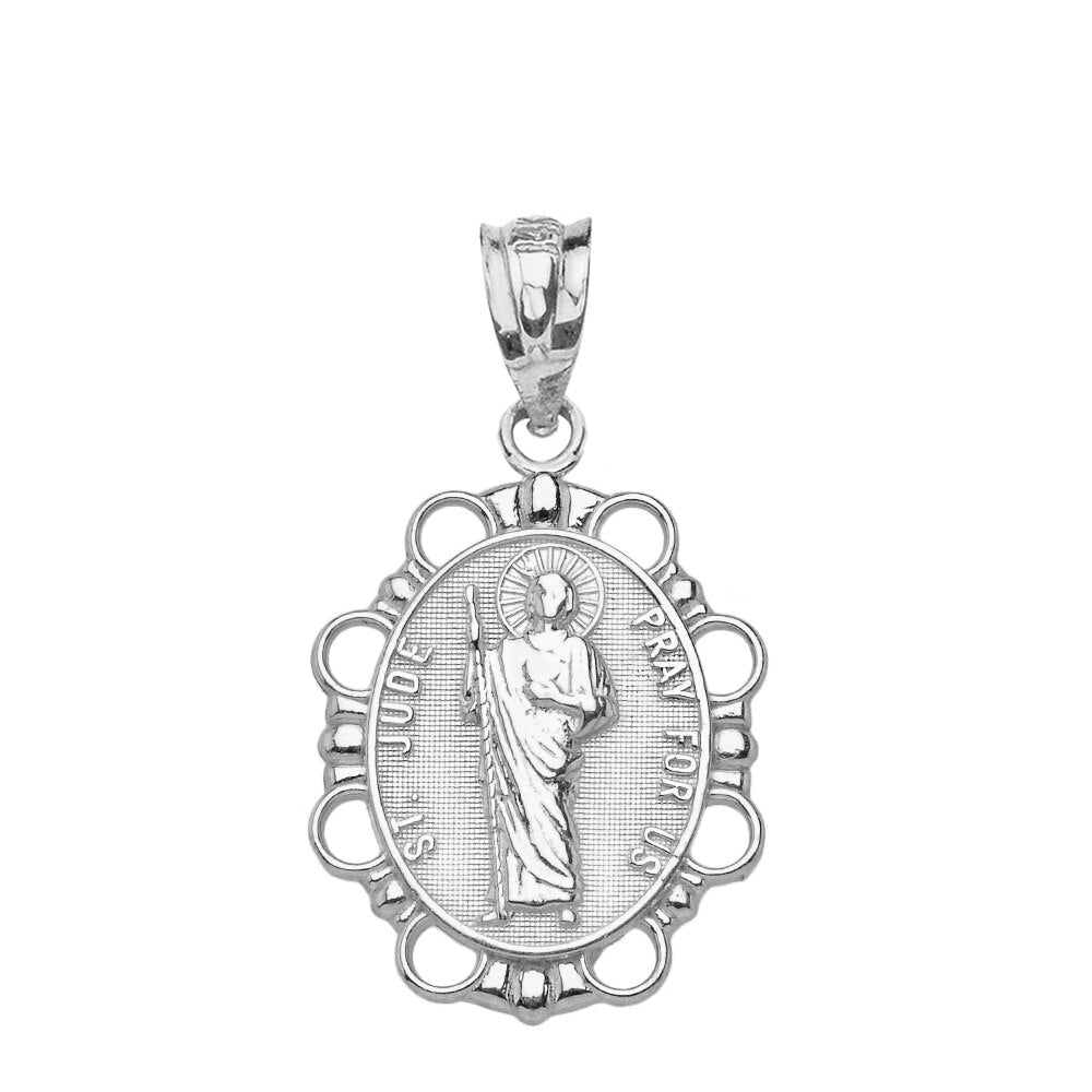Solid Gold Saint Jude Pendant Necklace, view 8