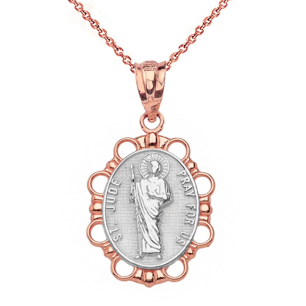 Solid Gold Saint Jude Pendant Necklace, view 10