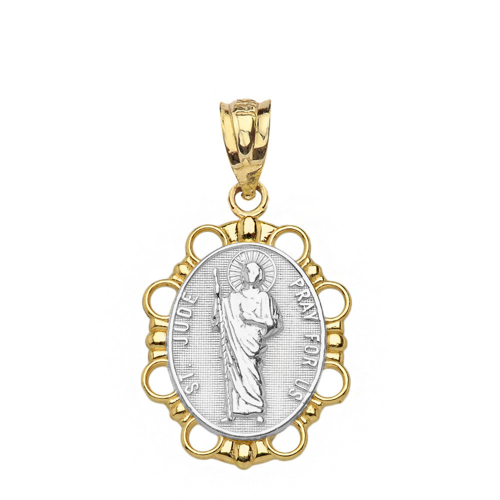 Solid Gold Saint Jude Pendant Necklace, view 13