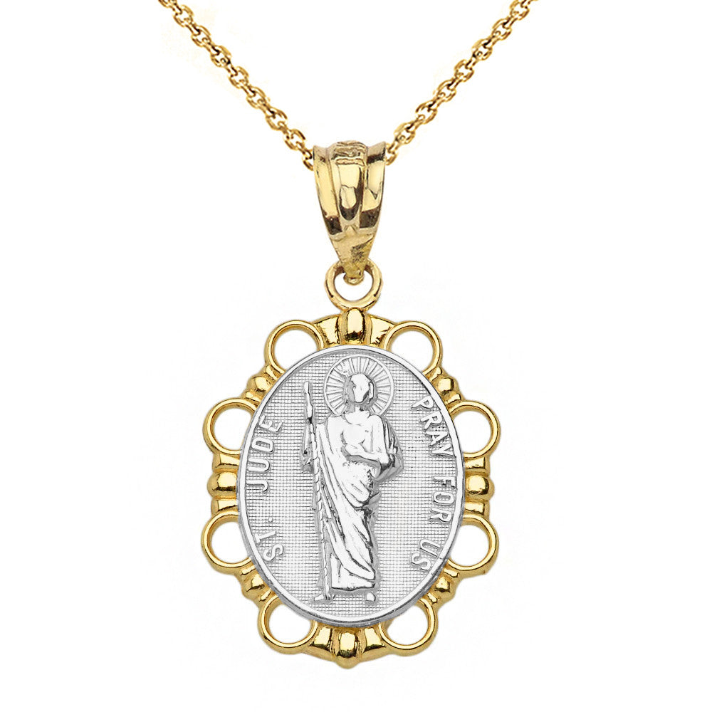 Solid Gold Saint Jude Pendant Necklace, view 14