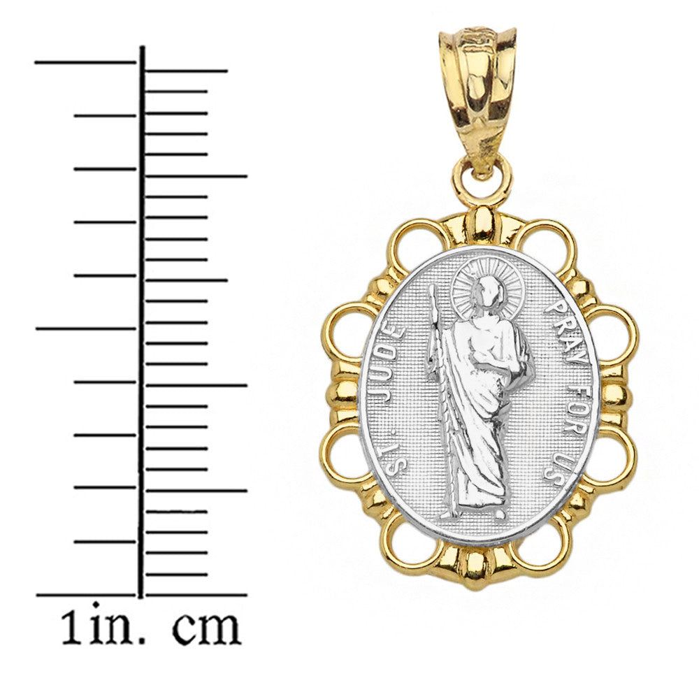 Solid Gold Saint Jude Pendant Necklace, view 15