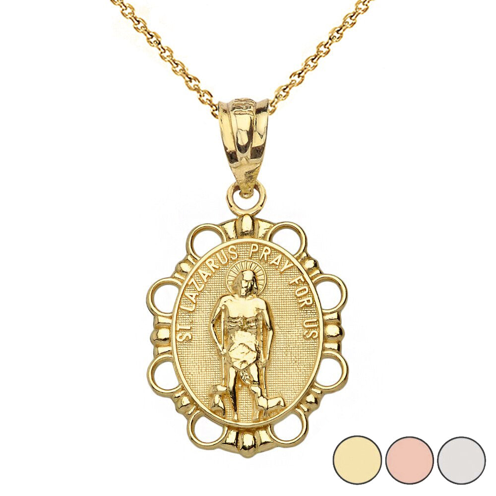 Solid gold Saint Lazarus Pendant Necklace