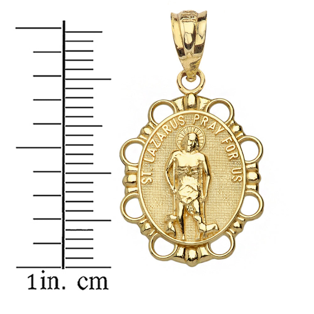 Solid gold Saint Lazarus Pendant Necklace, view 3