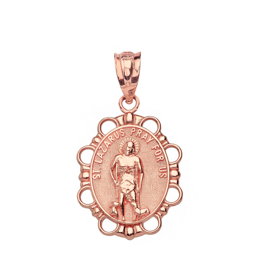 Solid gold Saint Lazarus Pendant Necklace, view 5