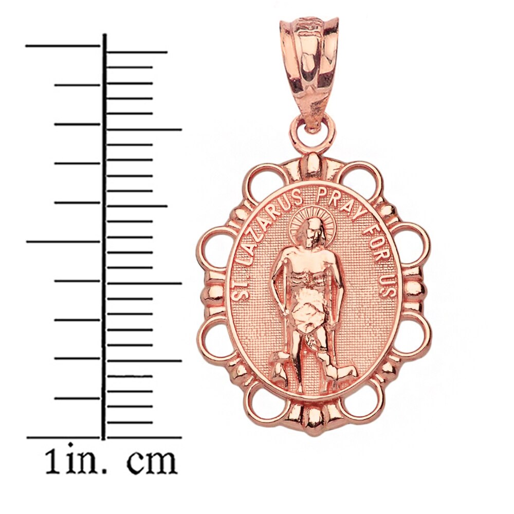 Solid gold Saint Lazarus Pendant Necklace, view 6