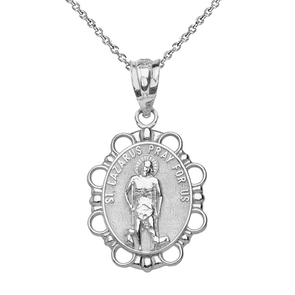 Solid gold Saint Lazarus Pendant Necklace, view 7