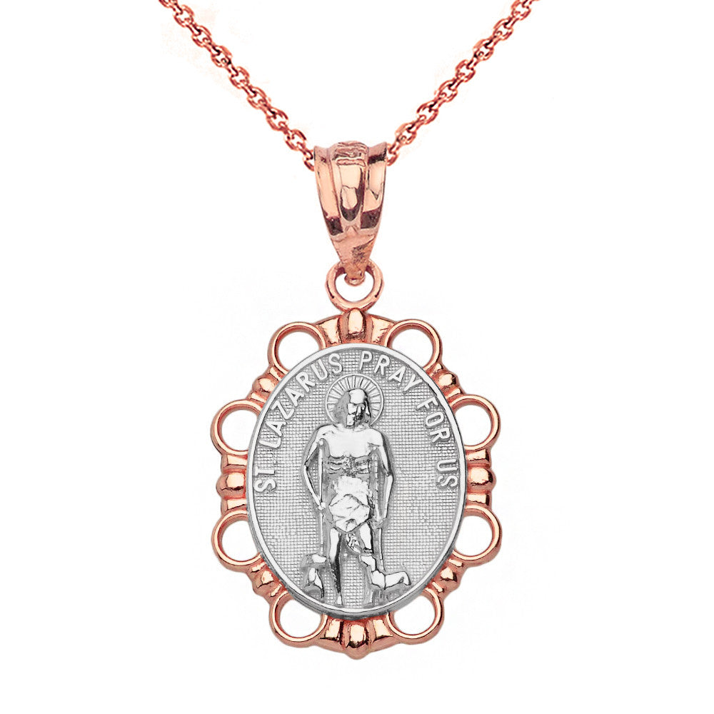 Solid gold Saint Lazarus Pendant Necklace, view 10