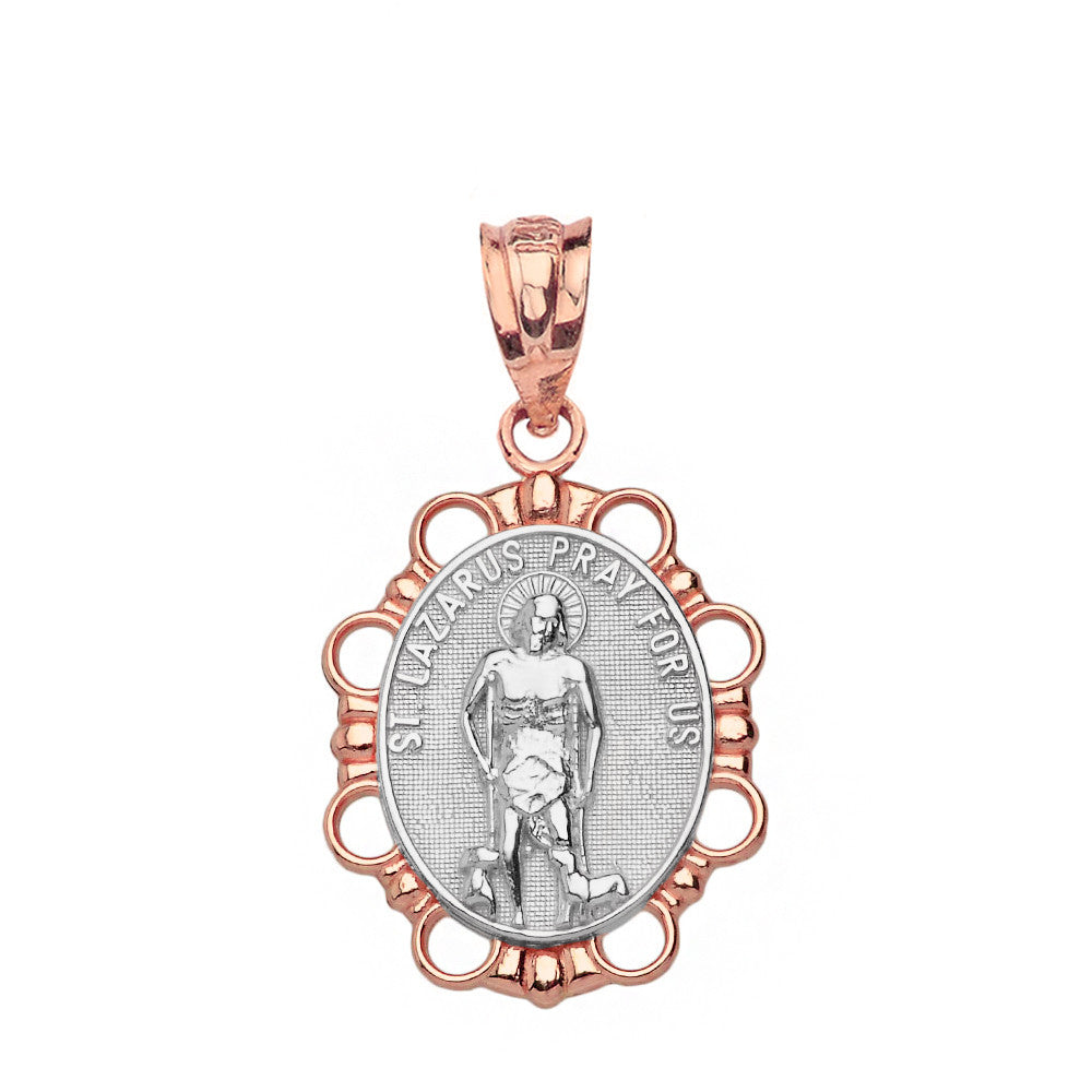 Solid gold Saint Lazarus Pendant Necklace, view 11
