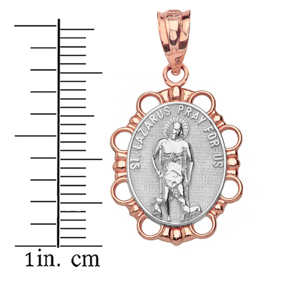 Solid gold Saint Lazarus Pendant Necklace, view 12