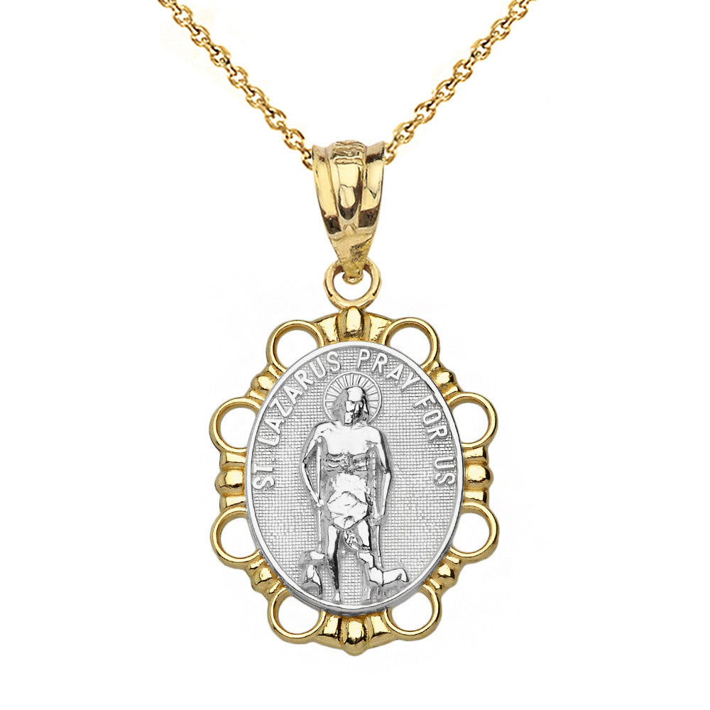 Solid gold Saint Lazarus Pendant Necklace, view 13
