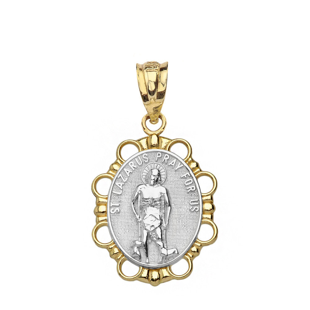 Solid gold Saint Lazarus Pendant Necklace, view 14