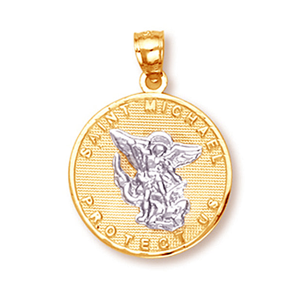 Solid Gold Saint Michael Pendant Necklace
