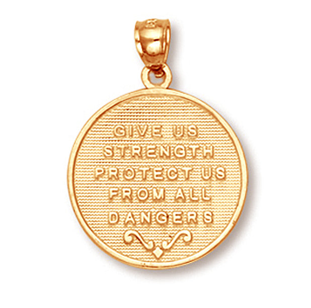 Solid Gold Saint Michael Pendant Necklace, view 3