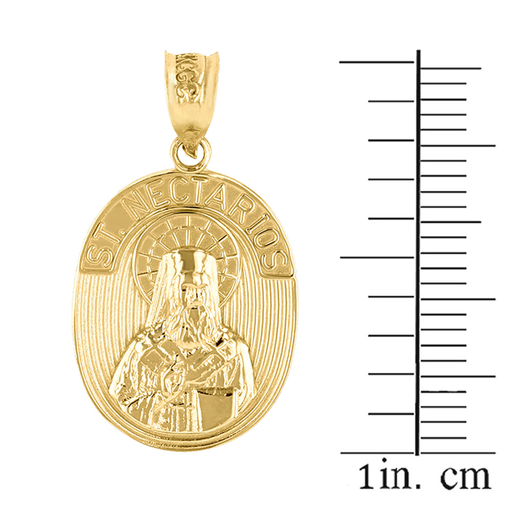 Solid Gold Saint Nectarios of Aegina Greek Orthodox Engravable Pendant Necklace, view 6